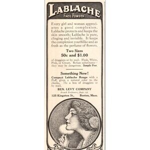 LaBlanche Face Powder Ben Levy Co Boston 1924 Magazine Ad AF7-LJ1